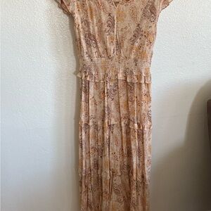 Floral Beige Maxi Dress